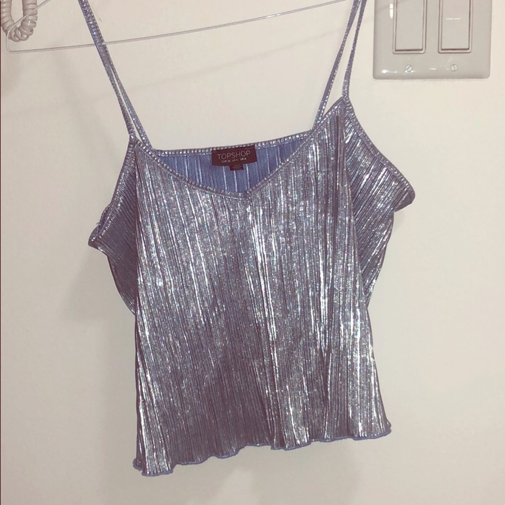 Metallic pleated crop top - TopShop